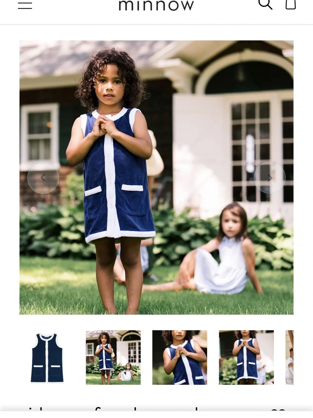 Toddler Navy Terry Button Coverup with White Trim - Size 3/4T